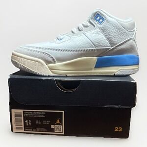 Kids Nike Air Jordan 3 Retro White Blue Gray DM0966-101 Sneaker Shoe Trainer